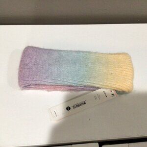 Aqua Rainbow Headband Multi Color Knitted Ribs One Size O/S Space Dye